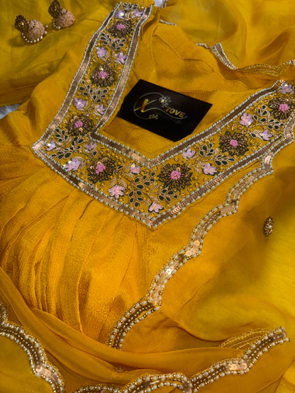 B2002 Pure Chinon Suit for Haldi Ceremony