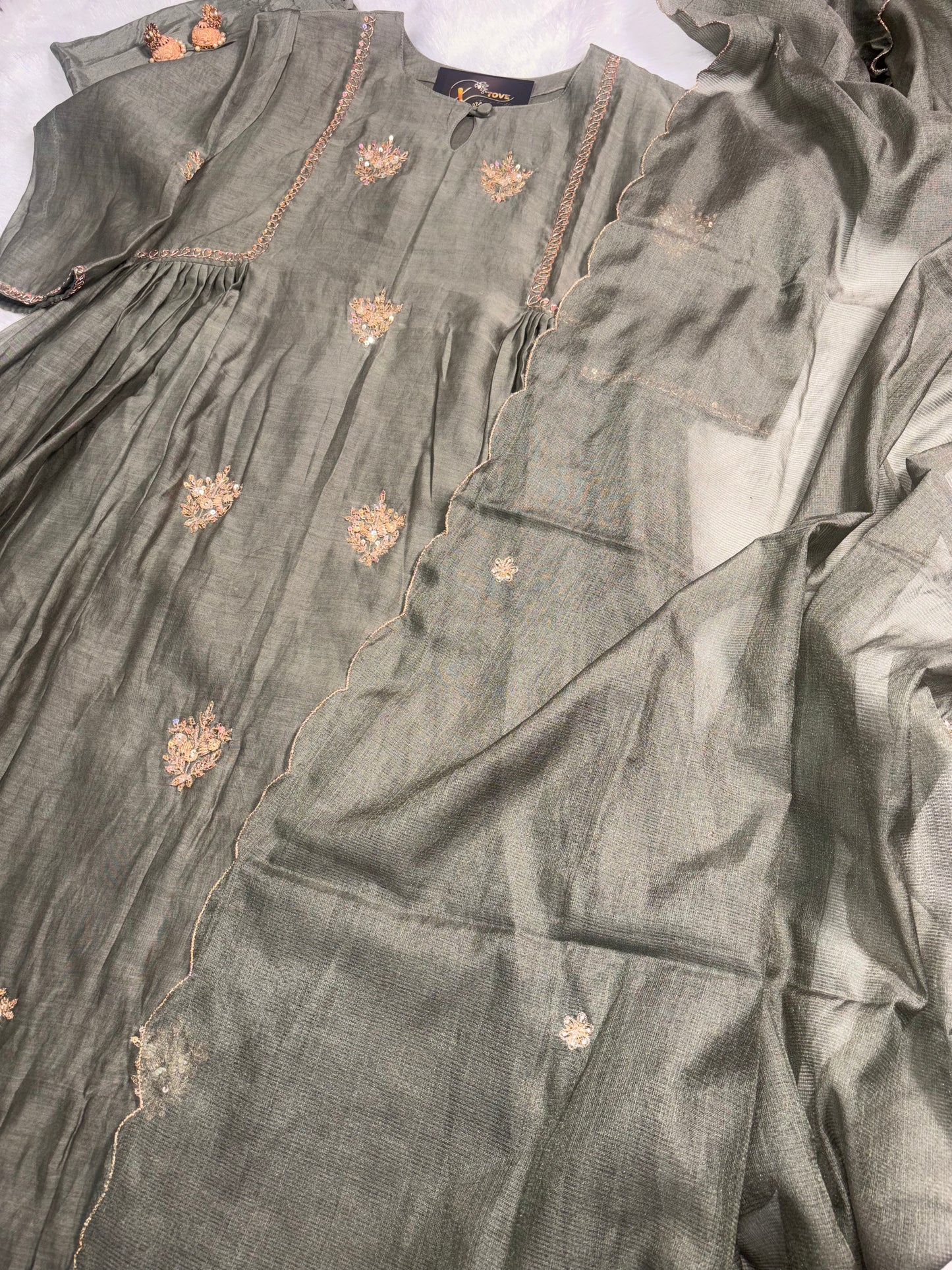 B2004 Mul Chanderi Zari Work Anarkali Suit