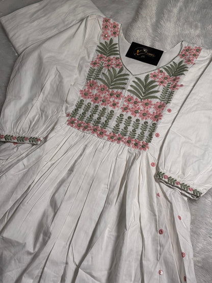 A1689 Mul Cotton Co-Ord set With Embroidery Detailing