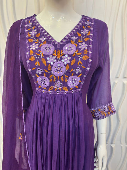 B2351 Mul Chanderi Embroidered Suit
