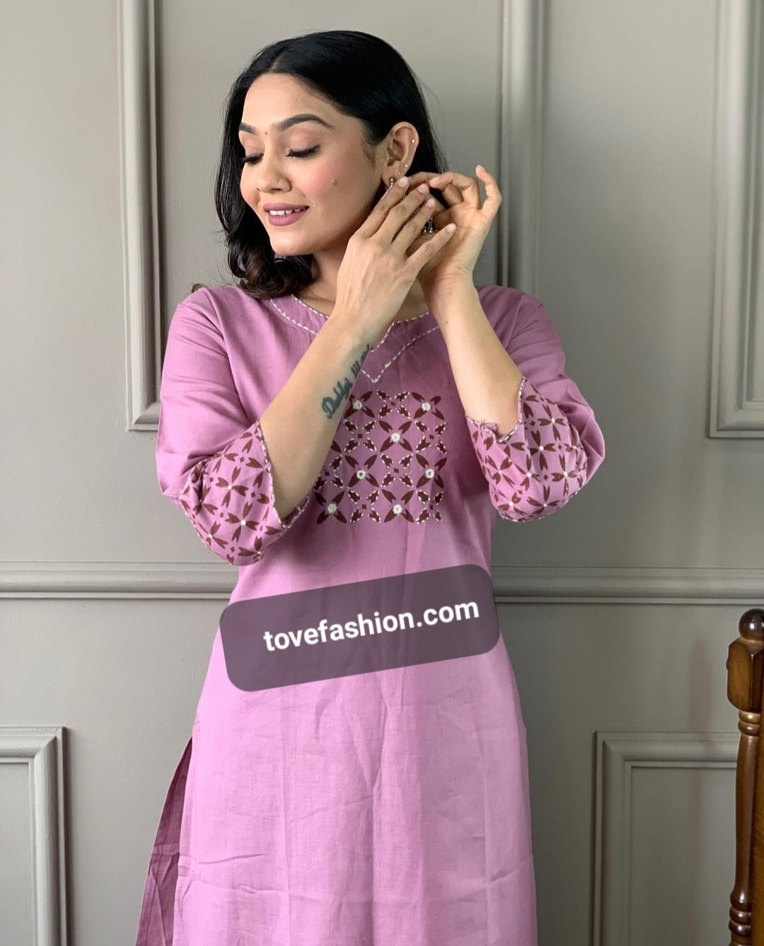 Pure Cotton Co-ord Set With Thread Embroidery Detailing