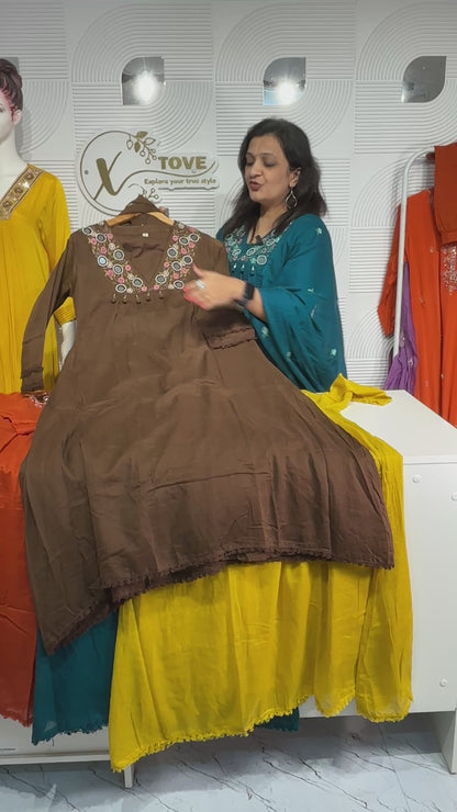 A1757 Mul Cotton Mirror Bloom Suit [COFFEE BROWN]