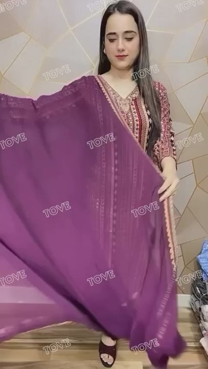 Pure Imported Rayon Three piece Suit with Soft Chiffon Dupatta with Beautiful Handwork