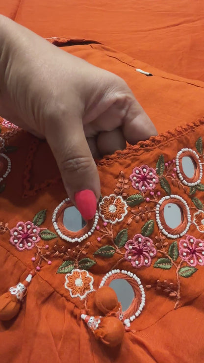 A1754 Mul Cotton Mirror Bloom Suit [RUST ORANGE]