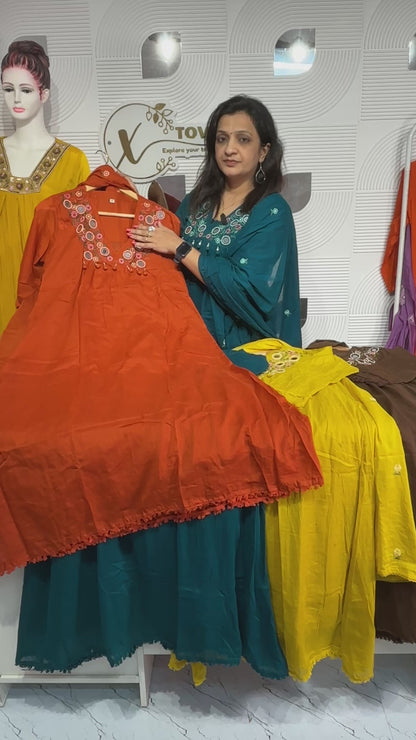 A1754 Mul Cotton Mirror Bloom Suit [RUST ORANGE]