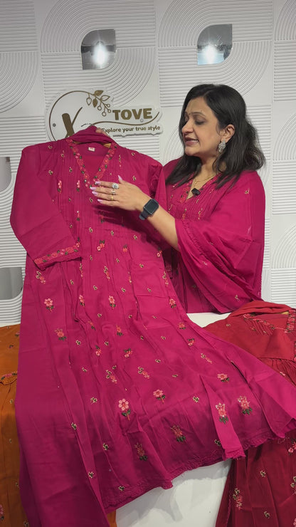 A1766 Embroidered Mul Cotton Suit(PINK)