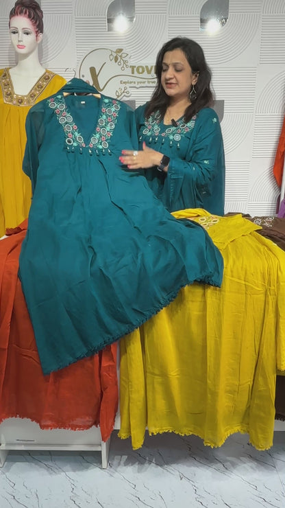 A1755 Mul Cotton Mirror Bloom Suit [TEAL]