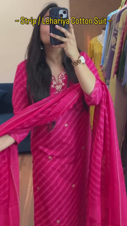 A1824 Savan Lahriya Suit Set[HOT PINK]