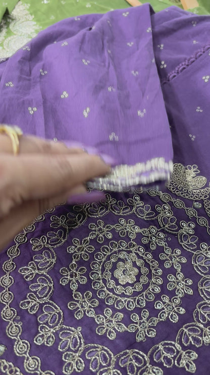 A1723 Mul Cotton Designer Suit(Lilac)