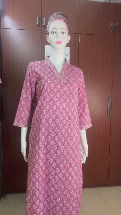 Pure Cotton Kurta with Beautiful Embroidered Neckline